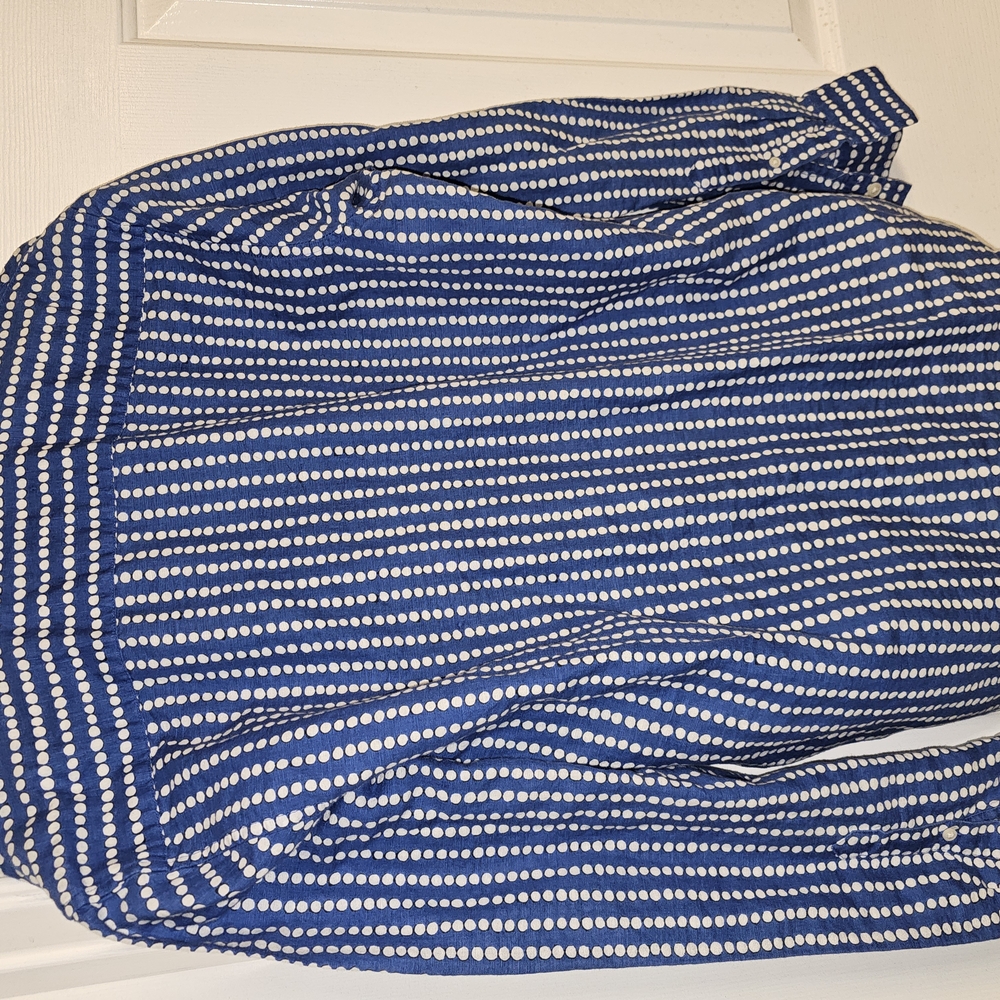 MK Blue and White Dot Pattern LINEN Shirt